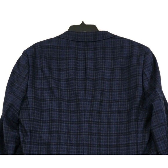 Enzo Tovare Blazer Mens 46R Blue Plaid Wool Sartorial AMF 2 Button Notch Lapel - Picture 6 of 16